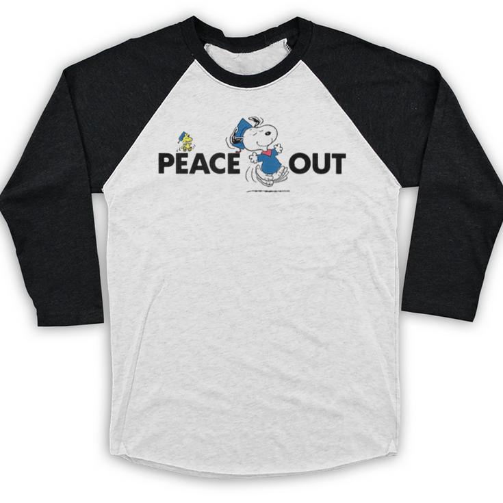 Peanuts Graduation Peace Out Snoopy Woodstock Baseball Raglan Shirt