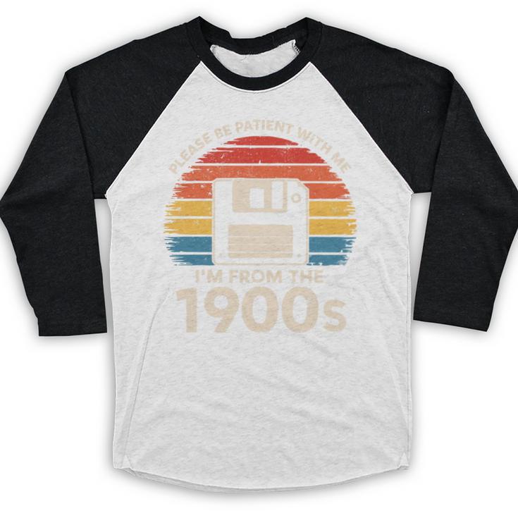 Please Be Patient With Me I'm From The 1900s Floppy Disk Premium Tri-Blend Baseball Raglan Shirt