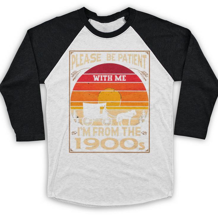 Please Be Patient I'm From The 1900s Sunset Vintage Wagon Premium Baseball Raglan Shirt