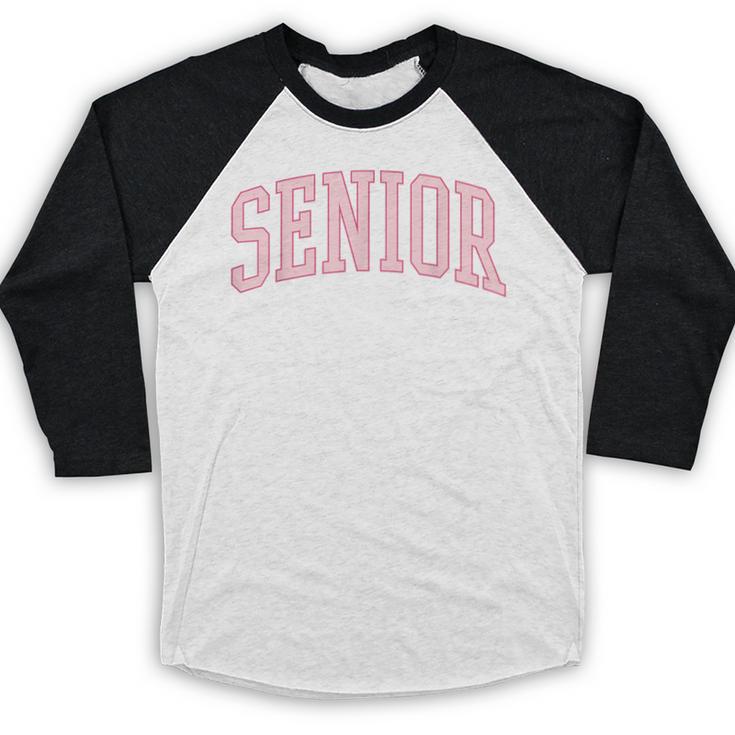 Preppy Varsity Pink Senior Graduation Baseball Raglan Shirt