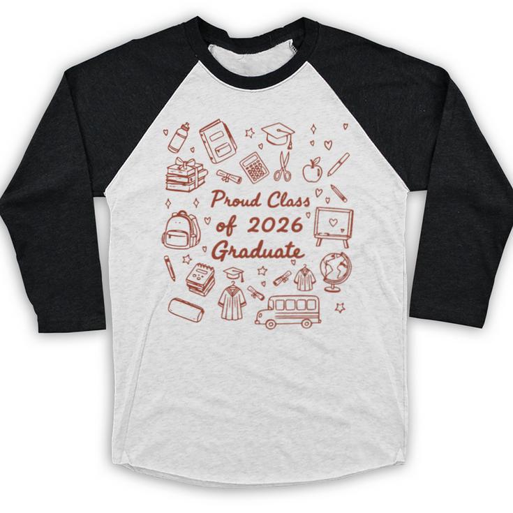 Proud Class Of 2026 Graduate Doodle Senior Graduation Premium Tri-Blend Baseball Raglan Shirt