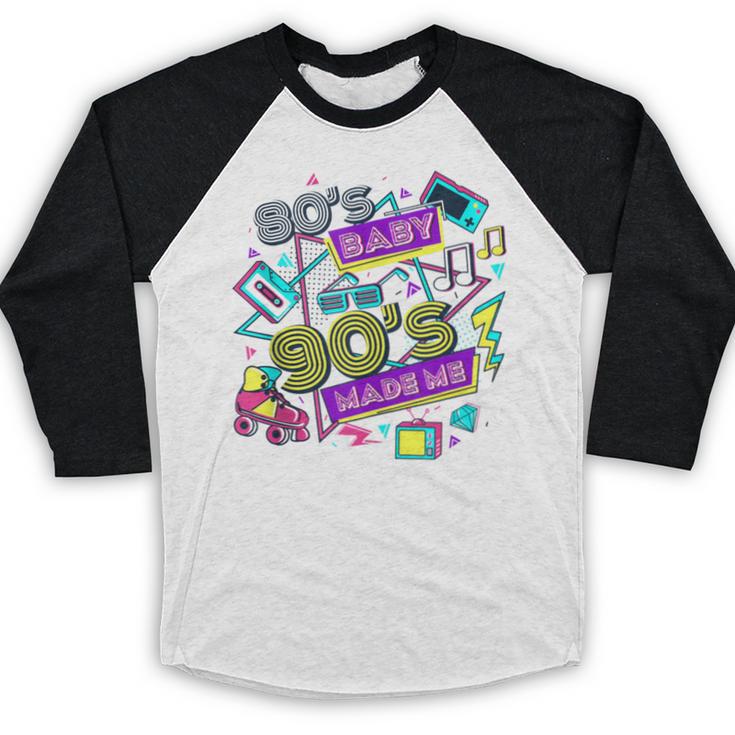 Retro 1980s 80's Baby 1990s 90's Made Me Vaporwave Nostalgia Baseball Raglan Shirt