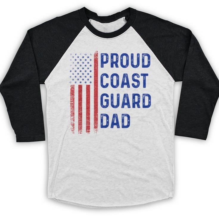 Retro Proud Coast Guard Dad Graduation Dad Usa Flag Outfit Baseball Raglan Shirt