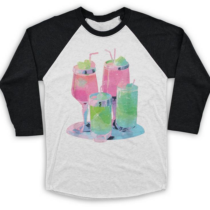 Retro Soft Drinks 80s 90s Nostalgia Cute Anime Aesthetic Tee Baseball Raglan Shirt