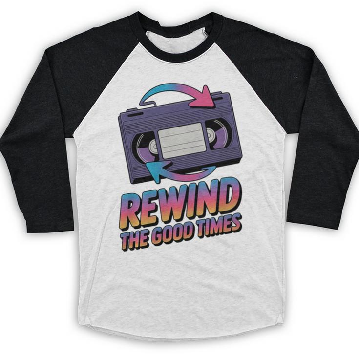 Rewind Good Times Retro VHS Tape Nostalgia 80s 90s Premium Tri-Blend Baseball Raglan Shirt