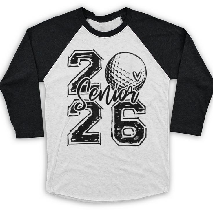 Senior 2026 Golf Player Heart Graduation Girls Teens Baseball Raglan Shirt