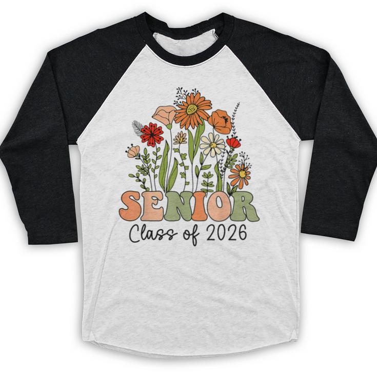 Senior 2026 Graduate Class Of 2026 Wildflowers Graduation Baseball Raglan Shirt