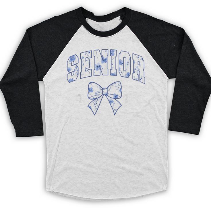 Senior Class Of 2026 Graduation Girly Floral Coquette Bow Baseball Raglan Shirt