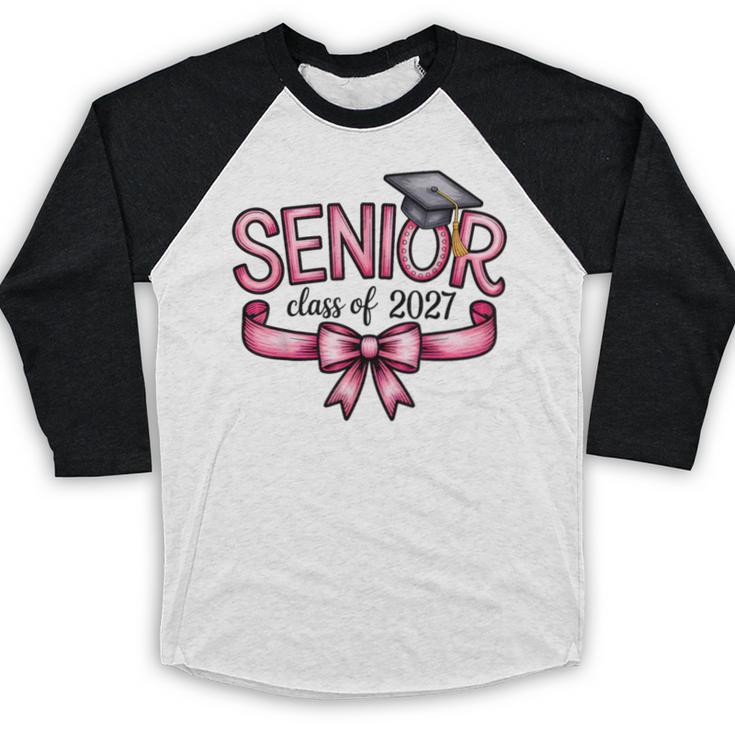 Senior Class Of 2027 Coquette Pink Bow Graduation 2027 Women Baseball Raglan Shirt