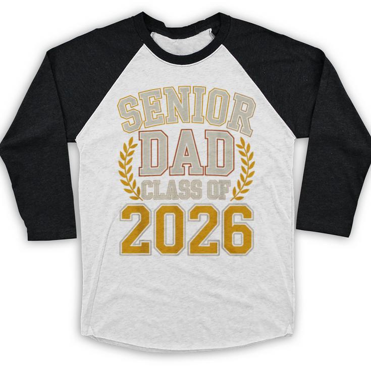 Senior Dad Class Of 2026 Purple Yellow Vintage Graduation Baseball Raglan Shirt