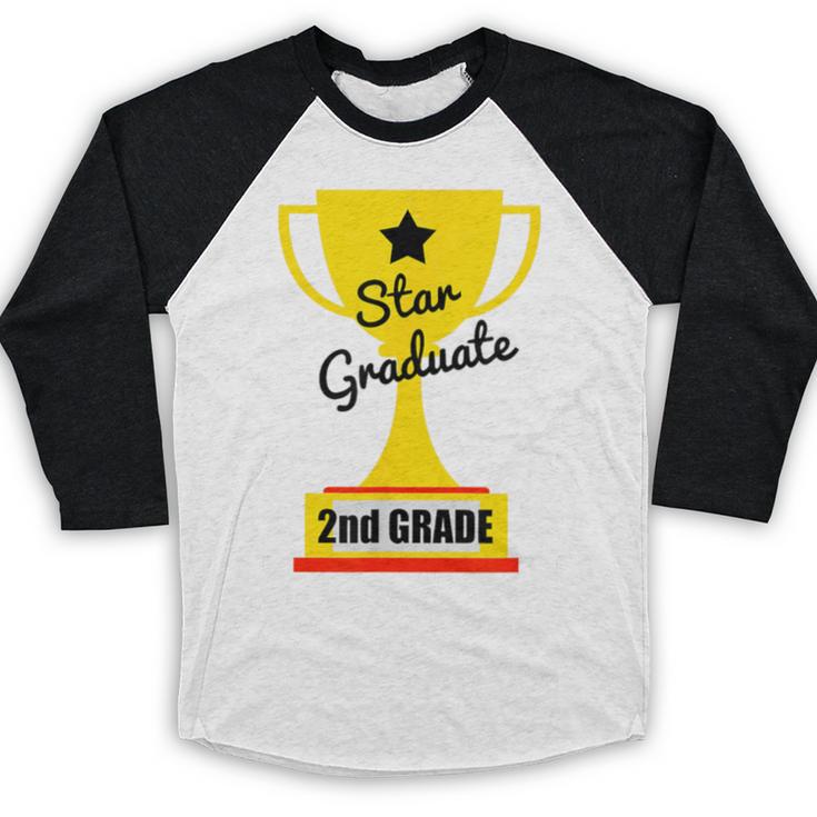 Star Graduate Second Grade Graduation Trophy Cup Baseball Raglan Shirt