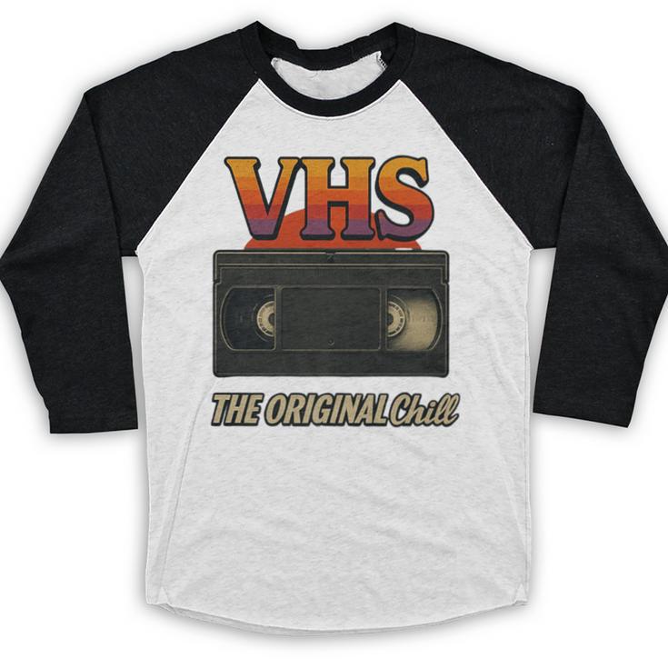 VHS Tape Nostalgia Old School Technology Humor Premium Baseball Raglan Shirt