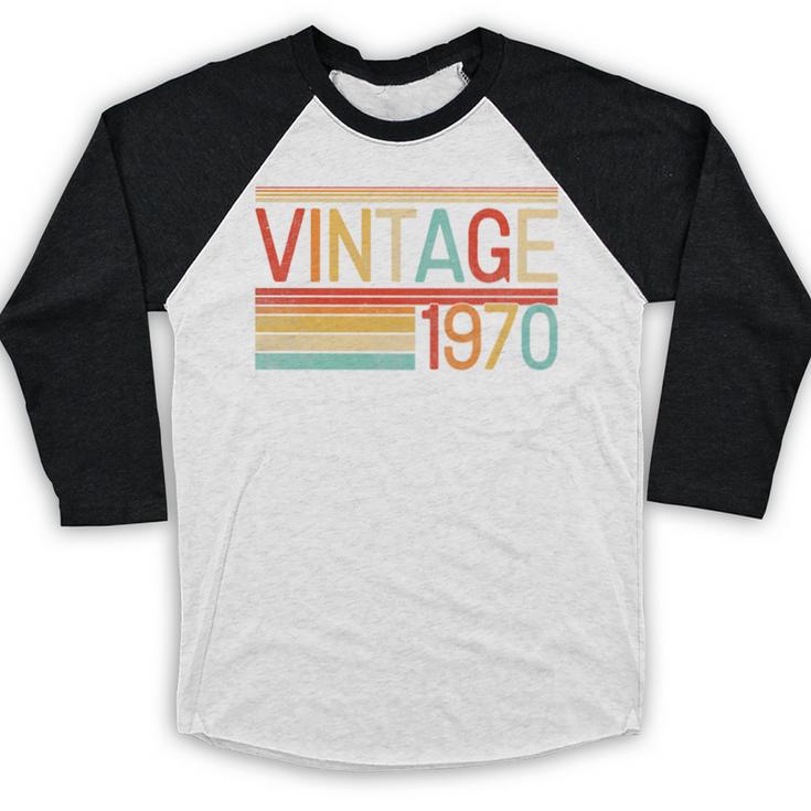 Vintage 1970 Birthday Retro Style 70's Born Nostalgia Party Premium Tri-Blend Baseball Raglan Shirt