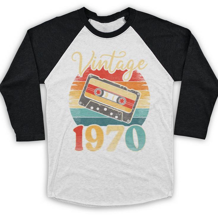 Vintage 1970 Retro Cassette Tape 70s Born Nostalgia Birthday Baseball Raglan Shirt