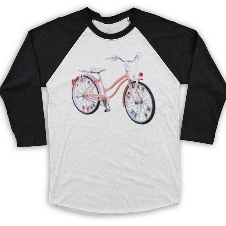 Vintage Bicycle With Playing Cards Nostalgia Baseball Raglan Shirt