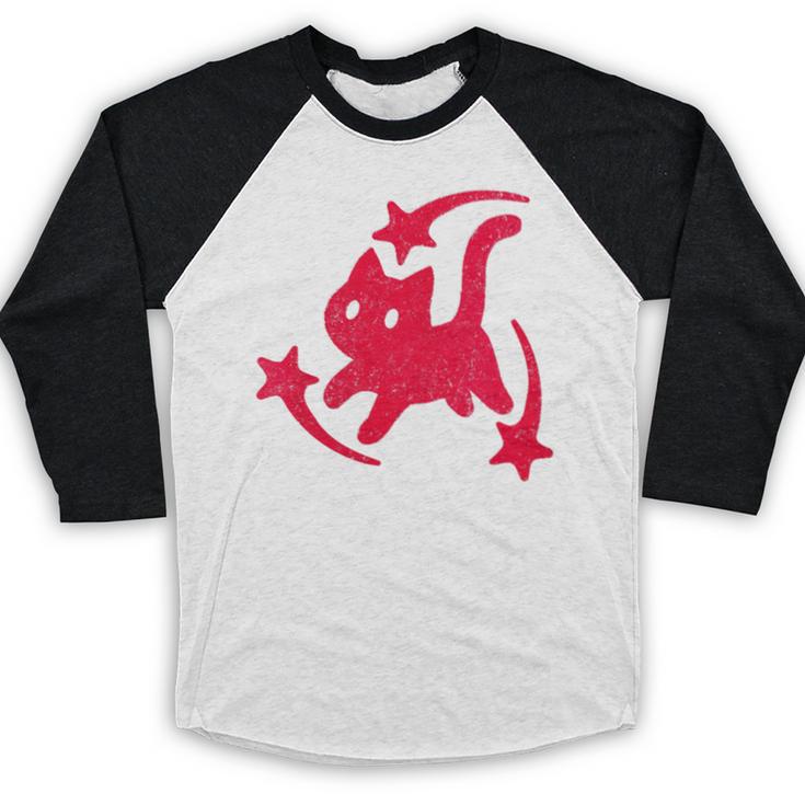 Yk2 Grunge Scary Cat With Shooting Stars 90s Nostalgia Baseball Raglan Shirt