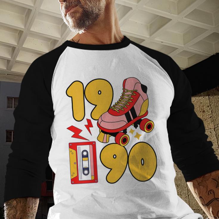 1990 Retro Raised On 90s Music Old School Nostalgia Punk Baseball Raglan Shirt