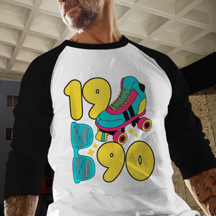 1990 Retro Raised In The 90s Old School Nostalgia Vibes Baseball Raglan Shirt