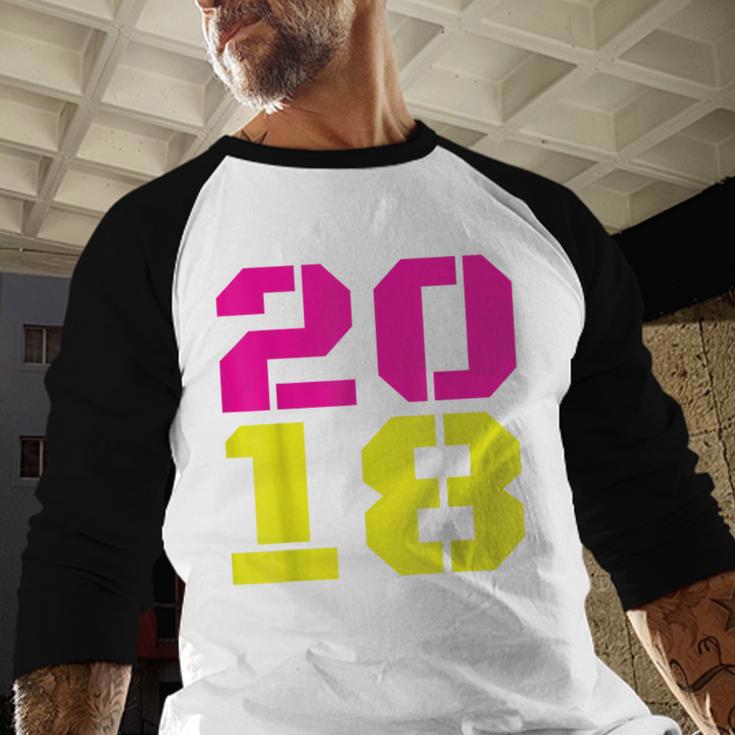 2018 Big Neon Numbers For The New Year Or Graduation Baseball Raglan Shirt
