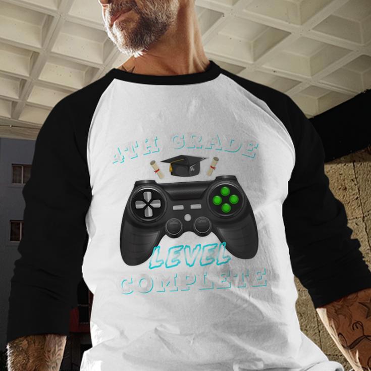 4th Grade Level Complete Gamer 4 Grade Graduation Baseball Raglan Shirt