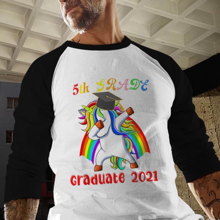 5th Grade Graduate Class 2021 Dabbing Unicorn Graduation Baseball Raglan Shirt