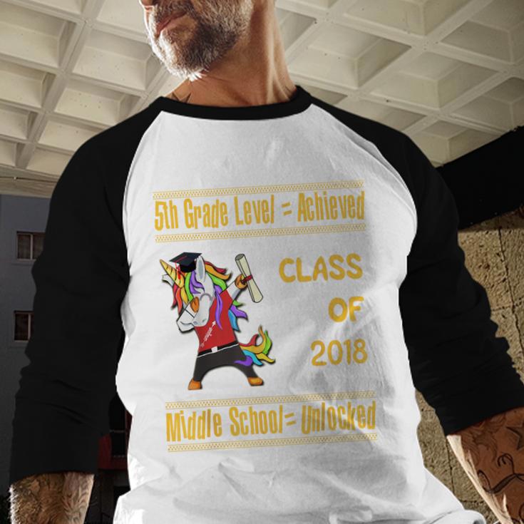5th Grade Graduation Shirt Dabbing Unicorn Boys Class 2018 Baseball Raglan Shirt