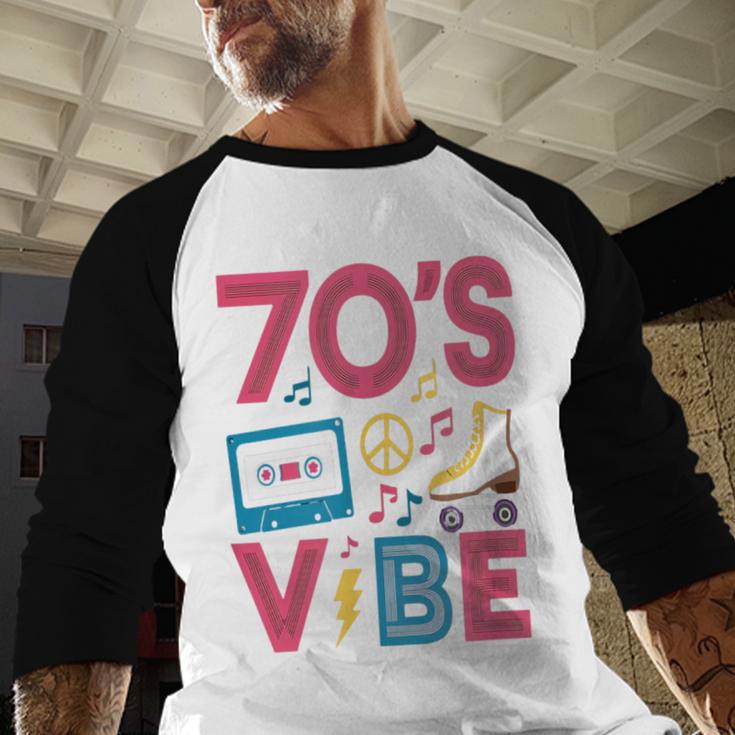 70s Retro Style Roller Skate Cassette Music Nostalgia Baseball Raglan Shirt