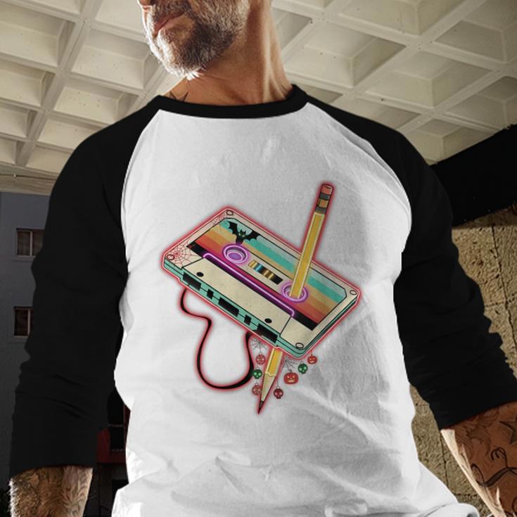 80s 90s Retro Halloween's Party Costume Nostalgia Cassette Baseball Raglan Shirt