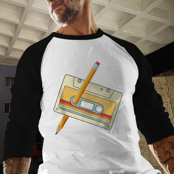 80's 90's Retro Music Party Costume Nostalgia Cassette Baseball Raglan Shirt