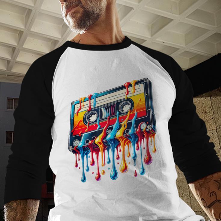 80s 90s Retro Party Costume Nostalgia Cassette Baseball Raglan Shirt