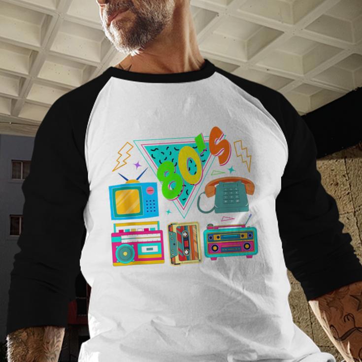 80's Vintage Cassette Tape Nostalgia Mixtape Era 1980s Retro Baseball Raglan Shirt