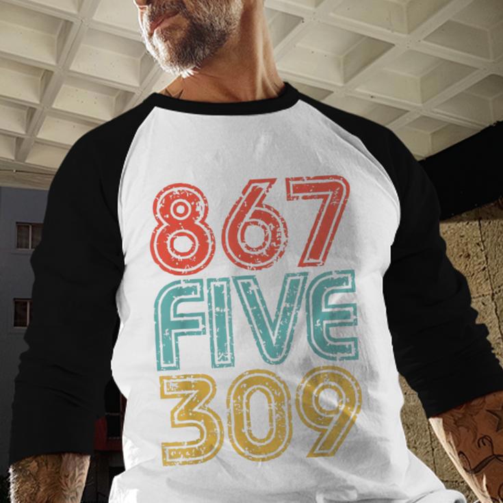 8675309 Retro Vintage 80's 90's Music Nostalgia Baseball Raglan Shirt 8675309 Retro Vintage 80's 90's Music Nostalgia Baseball Raglan Shirt