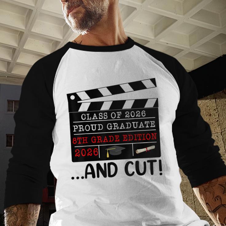 8th Grade Graduation 2026 Graduate Clapperboard Baseball Raglan Shirt