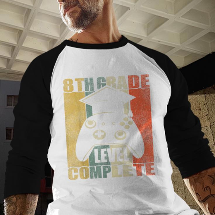 8th Grade Level Complete Gamer Class Of 2024 Graduation Baseball Raglan Shirt