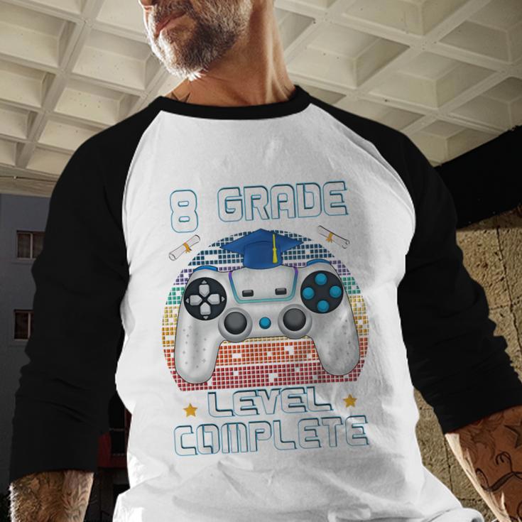 8th Grade Level Complete Graduation Class 2023 Gamer Boys Baseball Raglan Shirt