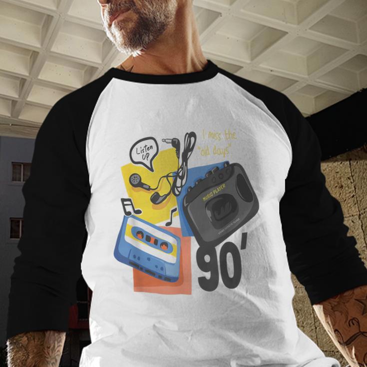 90s Retro Cassette And Walkman Nostalgia Graphic Tee Baseball Raglan Shirt