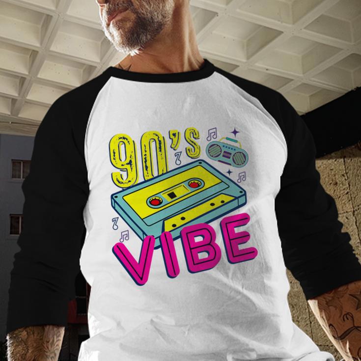 90's Vibe Retro Style Cassette Tape Nostalgia 1990s Party Premium Tri-Blend Baseball Raglan Shirt