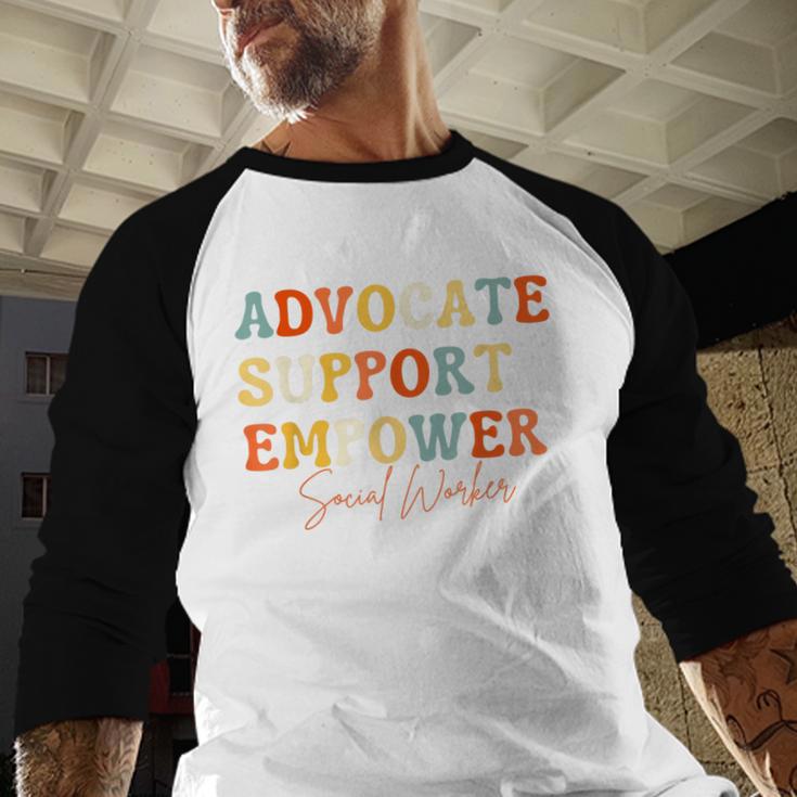 Advocate Support Empower Groovy Social Worker Graduation Baseball Raglan Shirt