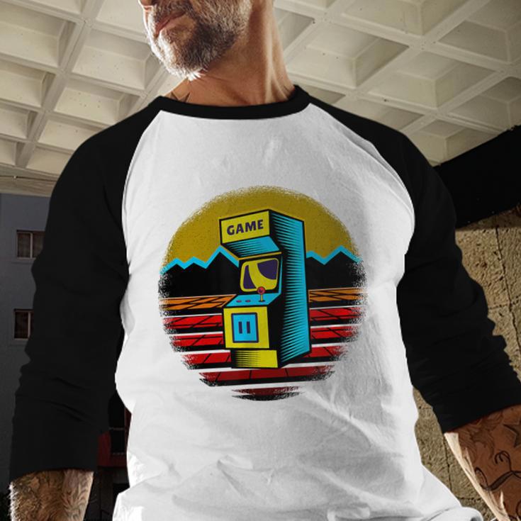 Arcade Game Machine Nostalgia Retro Gamer 80s 90s Baseball Raglan Shirt