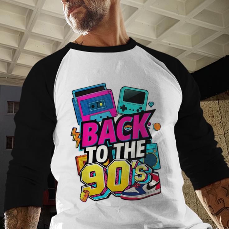 Back To The 90s Nostalgia Cassette Game Console Boombox Baseball Raglan Shirt