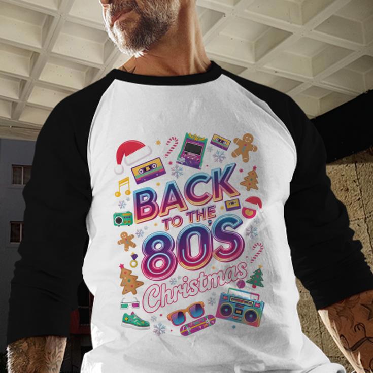 Back To-The 80 s Christmas Retro Cassette Boombox Nostalgia Baseball Raglan Shirt