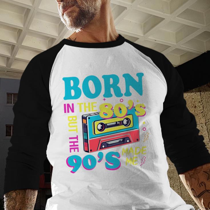 Born In The 80's But 90's Made Me Nostalgia Cassette Tape Premium Tri-Blend Baseball Raglan Shirt