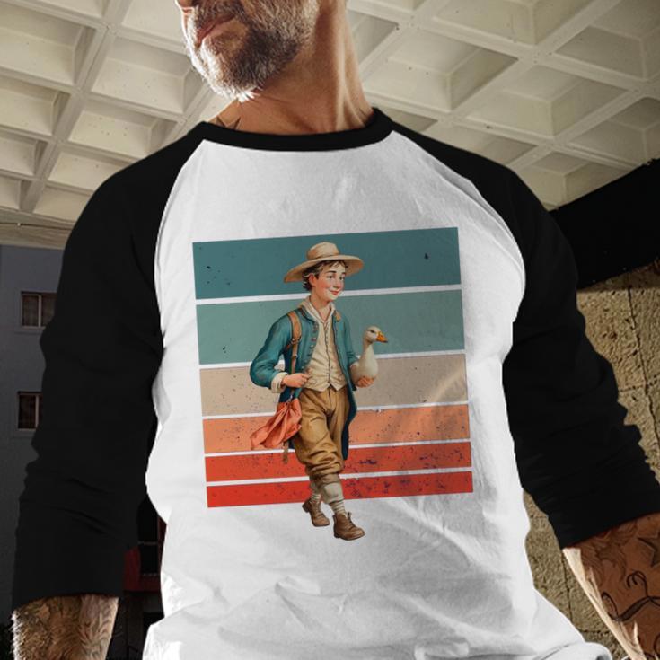 Boy Goose Vintage Rural Pastoral Charm Nostalgia Simple Life Baseball Raglan Shirt