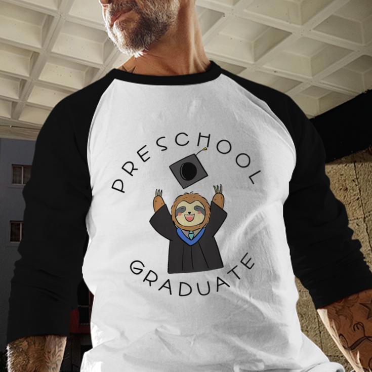 Boys Girls Preschool Graduate Sloth Graduation Cap Baseball Raglan Shirt