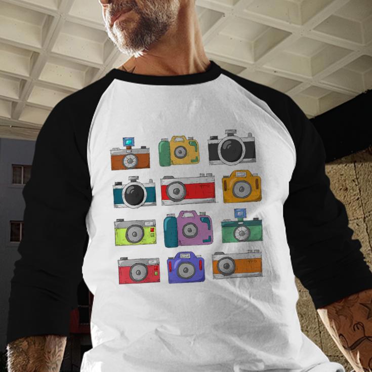 Camera Hand Drawn Old Nostalgia Retro Lens Styles Baseball Raglan Shirt Camera Hand Drawn Old Nostalgia Retro Lens Styles Baseball Raglan Shirt