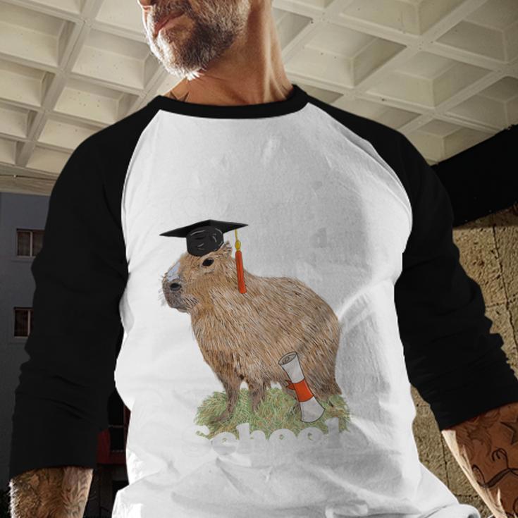 Capy Last Day Of School Capybara Graduation Quote Baseball Raglan Shirt