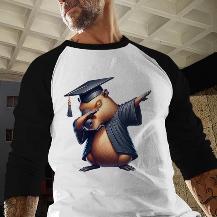 Capybara Graduation Dabbing Capy Wearing Graduate Gown Baseball Raglan Shirt