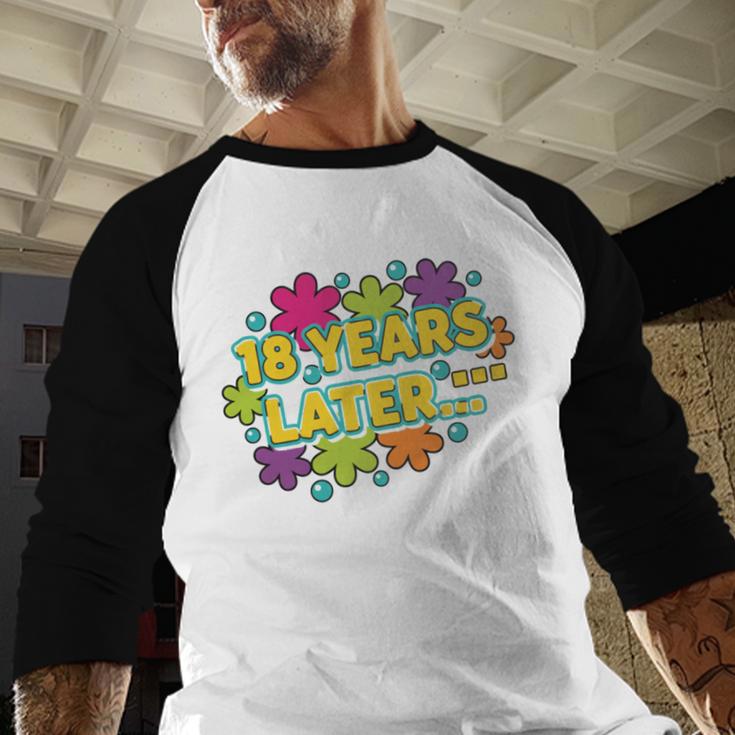 Cartoons Retro 18 Years Later Groovy Pop Art Nostalgia Baseball Raglan Shirt