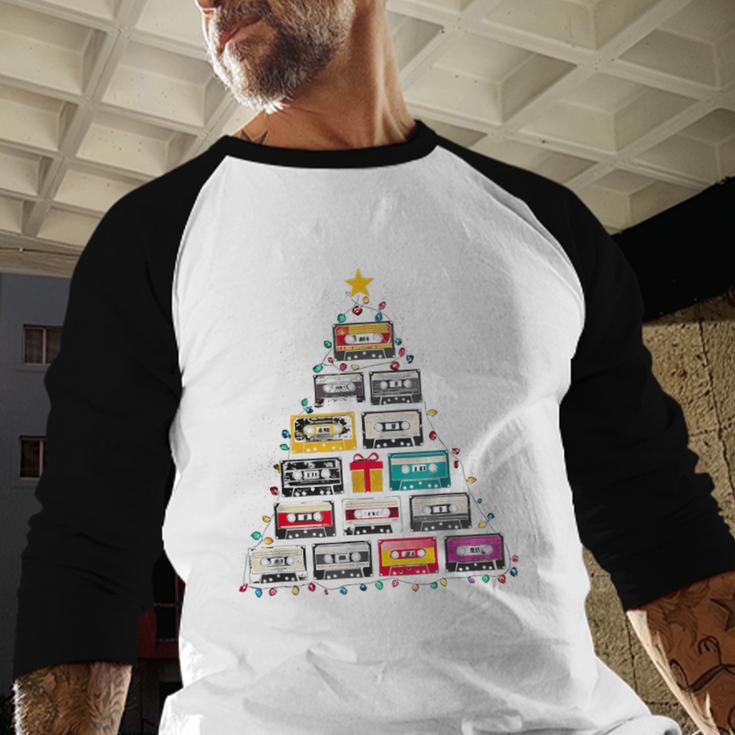 Cassette Tape Christmas Tree Graphic 80s 90s Retro Nostalgia Baseball Raglan Shirt Cassette Tape Christmas Tree Graphic 80s 90s Retro Nostalgia Baseball Raglan Shirt