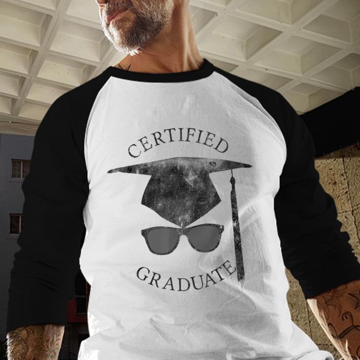 Certified Graduate Vintage Mortarboard Graduation Baseball Raglan Shirt